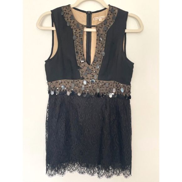 Nanette Lepore Silk Bead tunic Top Romantic Whimsigoth Fairy Size 4 XS-Small d1 - Picture 1 of 11